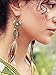 Punk Vintage Long Tassel Feather Beads Drop Wolf Tooth Pendant Earring Fish Hook Earrings (Brown A)