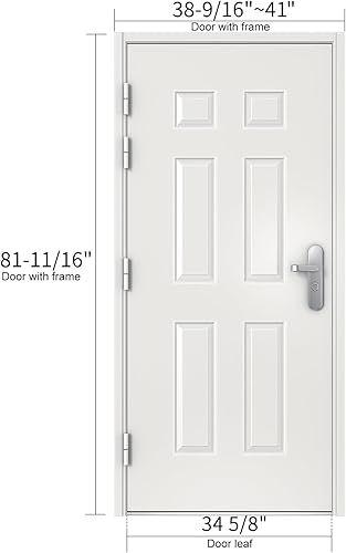 Miniatura 29 de VIZ-PRO Puerta de seguridad de acero de montaje rápido con marco y herrajes, 6 paneles blancos con bisagras laterales derechas hacia adentro, losa