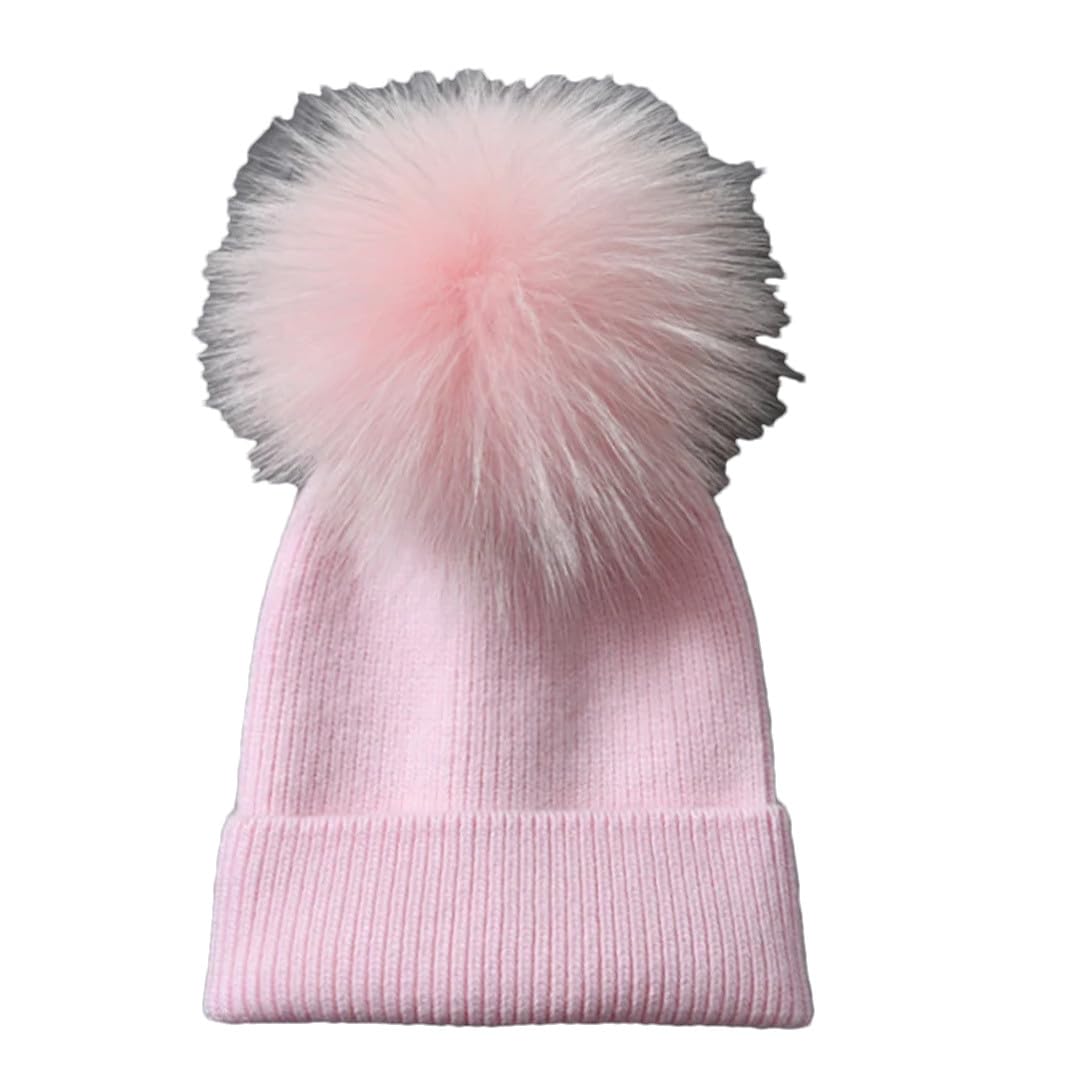 Wvapzxx Gorro De Punto Para Bebé De Invierno Con Pompones De Piel, Gorro Con Bola De Piel Para Niño Y Niña, Gorro Con Pompón De Piel Para Niño