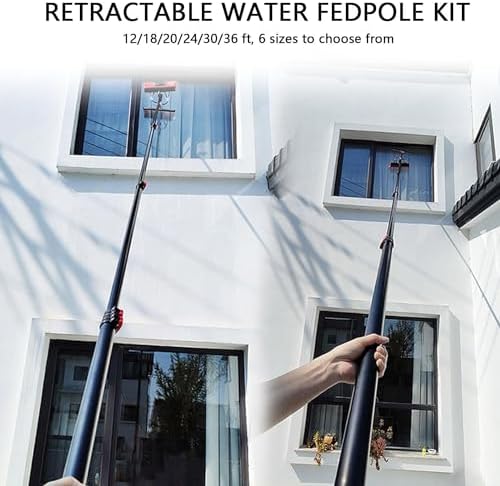 High-Altitude Window Cleaning Brush,Solar Panel Cleaning Brush,Telescopic Window Cleaning Pole,Water Fed Brush,Window Cleaner Tool,7.2m/23.6ft