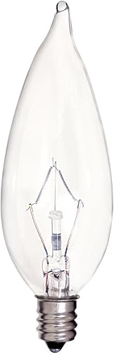 Satco S4465 - Bombilla incandescente CA9.5 de 25 W, 212 lúmenes, blanco suave, 2700 K, base de candelabro transparente, regulable