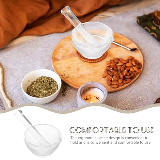 Healvian 1 Set Mortars and Pestle Bowl,Glass Pestle and Bowl,Medicine Mixer Grinding Mill Tools,Garlic Pepper Seasoning Smasher,Mixer and Grinders for Pharmacy or Science Lab,60mm