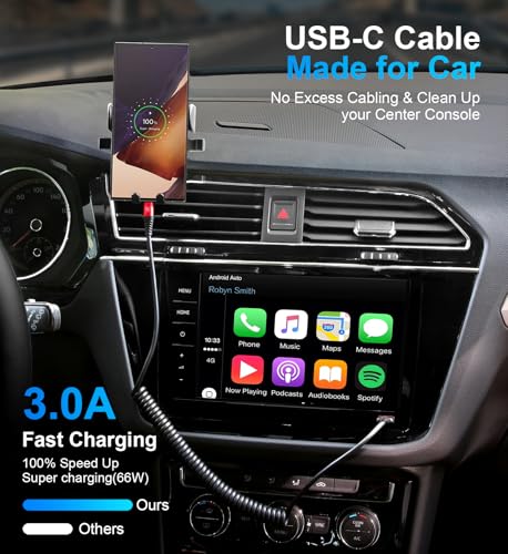 Image of USB to USB C Cable Fast Charging 3ft, 2Pack Coiled USB C Charger Cable