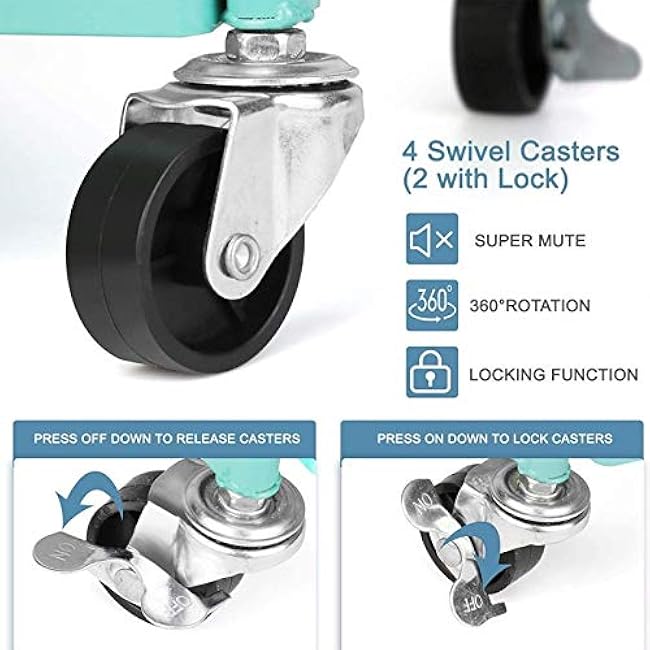 Exquisite Bathroom Shelves Carts,Trolley Folding Office Storage Shelf Folding with Wheels 3-Tier Slide Out Storage Cart with Two Lockable Wheels for Bathroom, Kitchen, Bedroom,White-Xk8bxnSK