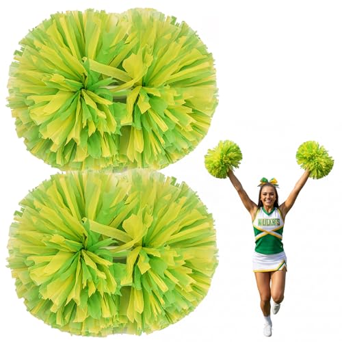 Habbiful 2 PCS Cheerleading Pom Poms with Baton Handle Cheerleader Pom Poms Cheer Pompoms for Adults Team Spirit Sports Party Cheering (C)