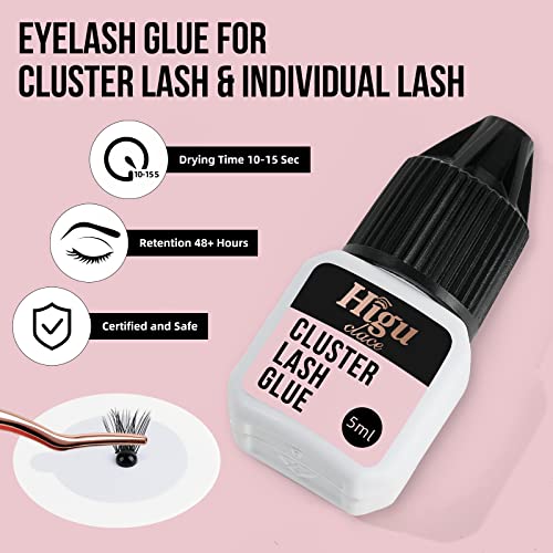 Higu clace Lash-Cluster-Glue Lash-Glue DIY Waterproof Eyelash Adhesive for Eyelash Clusters for Self Application Strong Hold 48 Hours (Black 5ml) — view 4