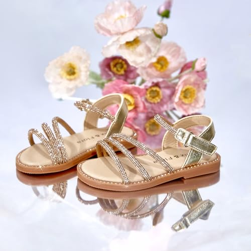 Image of Felix & Flora Toddler Girl Sandals - Flower Girl Dress Shoes Open Toe Little Kid Flats