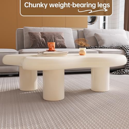 Guyii Cloud Coffee Table, Modern White Coffee Table for Living Room, Cute Irregular Indoor Tea Table with 3 Legs - Image 7
