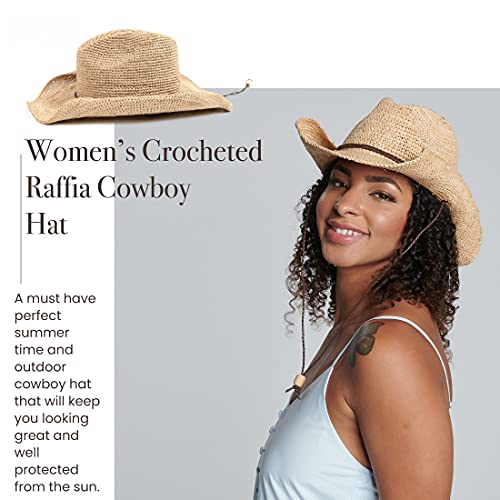 Women's Crocheted Raffia Cowboy Hat #TOP3