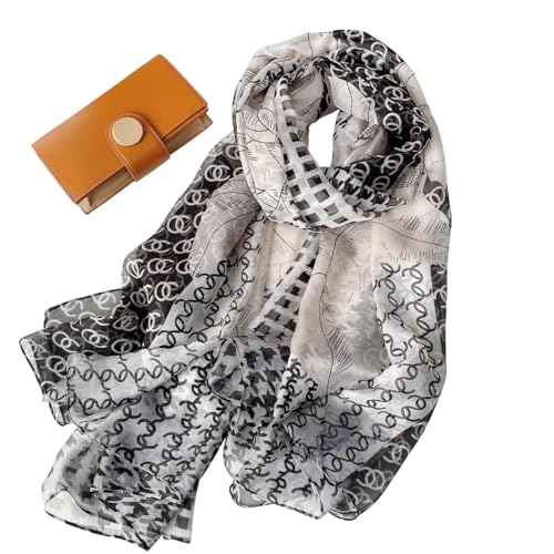 Image of Scarf Stole for Women - 185 x 135 cm Chiffon Scarf with Floral Print | Lightweight Scarf, Soft Stole for Women | Satin Feel Neck Scarf | Women Accessory