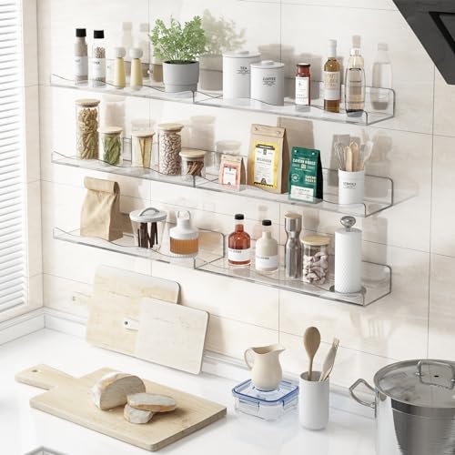 Fixwal Clear Floating Shelves Set of 6 GoTinySpace