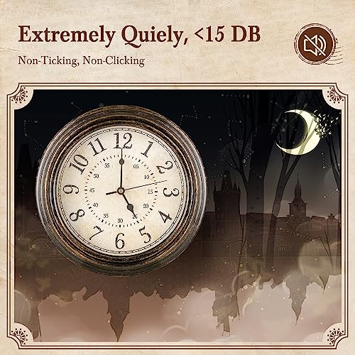Mubarek Wall Clocks Battery Operated & 12 Inch Large Clock,Keep-Accurate-Time For Living Room Decor,Easy to Read Clock,15dB Quiet Operated,Wall Vintage
