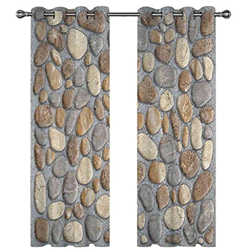 Rideaux occultants 3D galets de pierre 100% polyester isolant thermique phonique 20