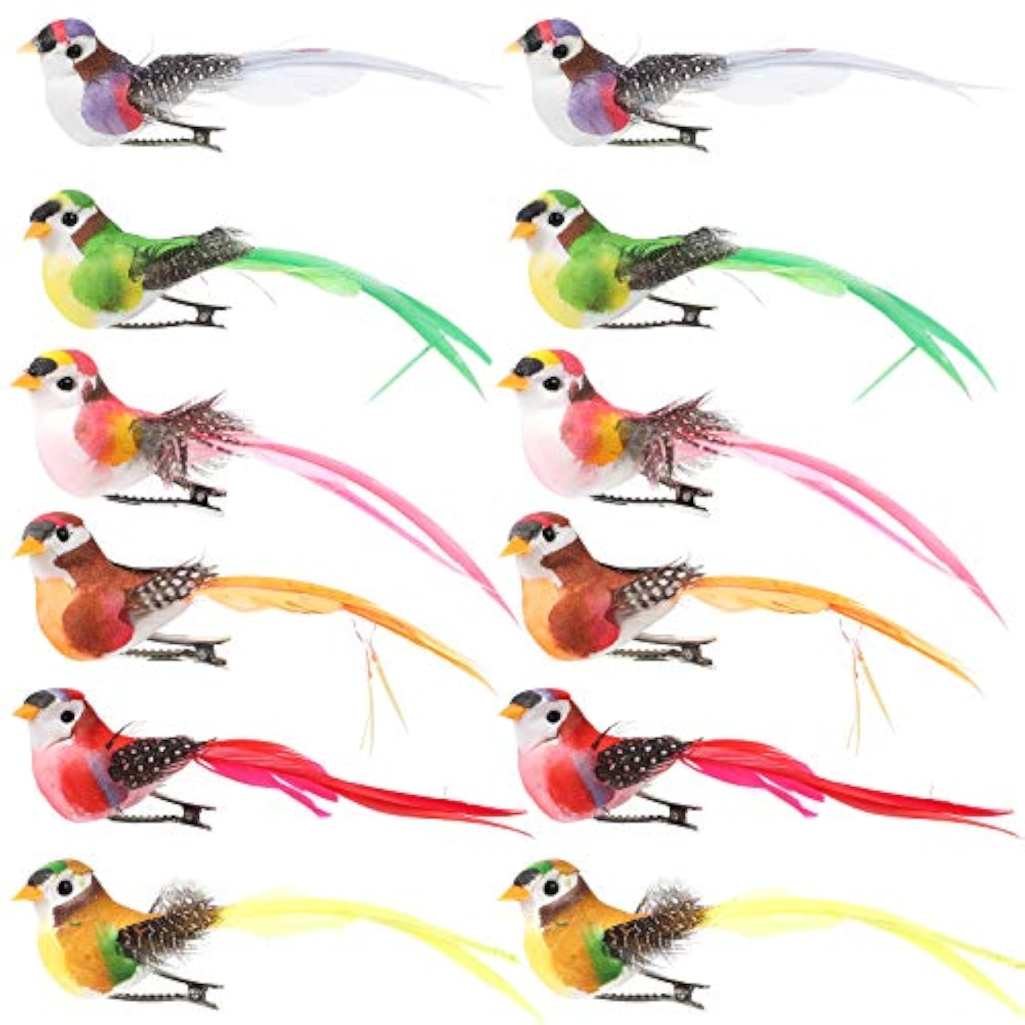 12 pcs Artificial Foam Birds Decorative Clip-on Models