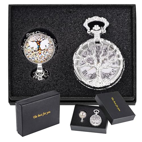 Montre de poche Tiong avec boîtier ciselé et chaîne de gousset chic