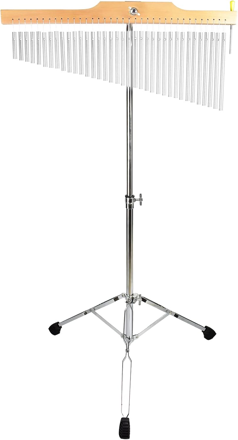 TNZMART 25 Tone 36 Tone Bar Chimes Single-row Wind Chimes with Adjustiable Height Tripod Stand Percussion Instrument Bell (36 note silver)
