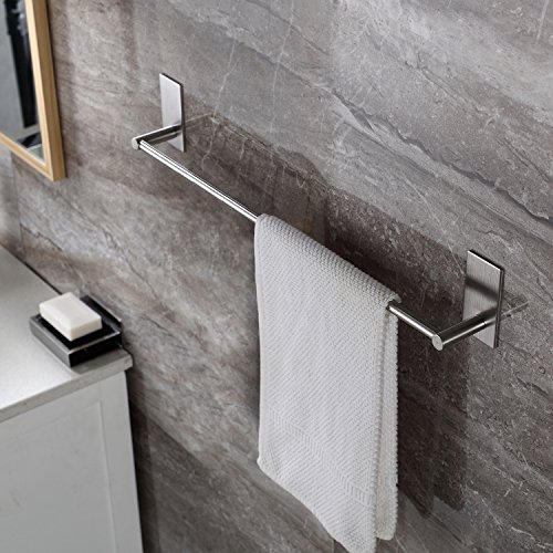 Taozun Towel Bar Self Adhesive 27.55-Inch Bathroom Brushed Sus 304 Stainless Steel Bath Wall Shelf Rack Hanging Towel Stick On Sticky Hanger Contemporary Style #TOP1