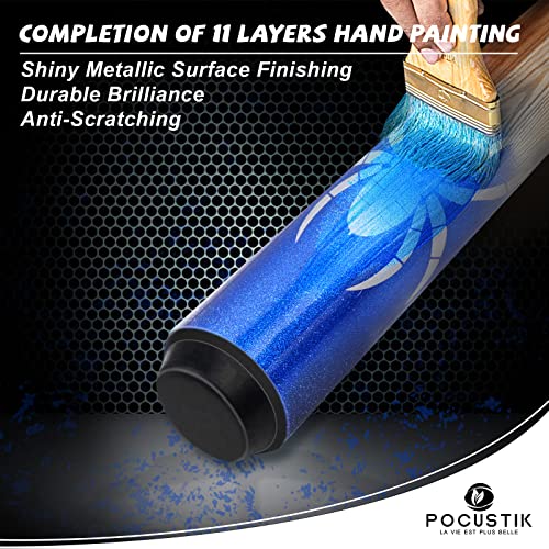 Pocustik Billiard Cues Stick Set 58" 2-Piece, 13Mm Tip Pool Cue Canadian Maple, House Bar Pool Table Sticks Ergonomic Design For Men Women- Blue,18 Oz #TOP2