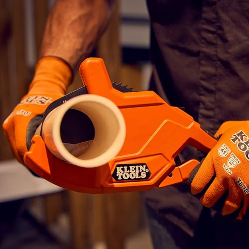 Image of Klein Tools 50080 Ratcheting PVC Pipe Cutter, Cuts 2-Inch ID PVC, CPVC, PEX Pipes, One-Handed Operation, Replaceable Blades