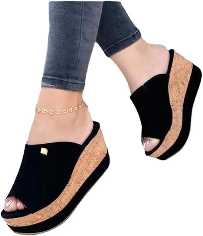 Ergonomische teenslippers voor dames,Slippers met hak en hak, grote maten  dames buitenschoenen-zwart_42 : Amazon.nl: Kleding, schoenen \u0026 sieraden