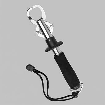 Fish Lip Gripper Scales Professional Fish Holder 304 Stainless Steel Grabber Large Fish Lip Grip Tool with 40 Pound Weight Scale Gift for Men Black with Scales