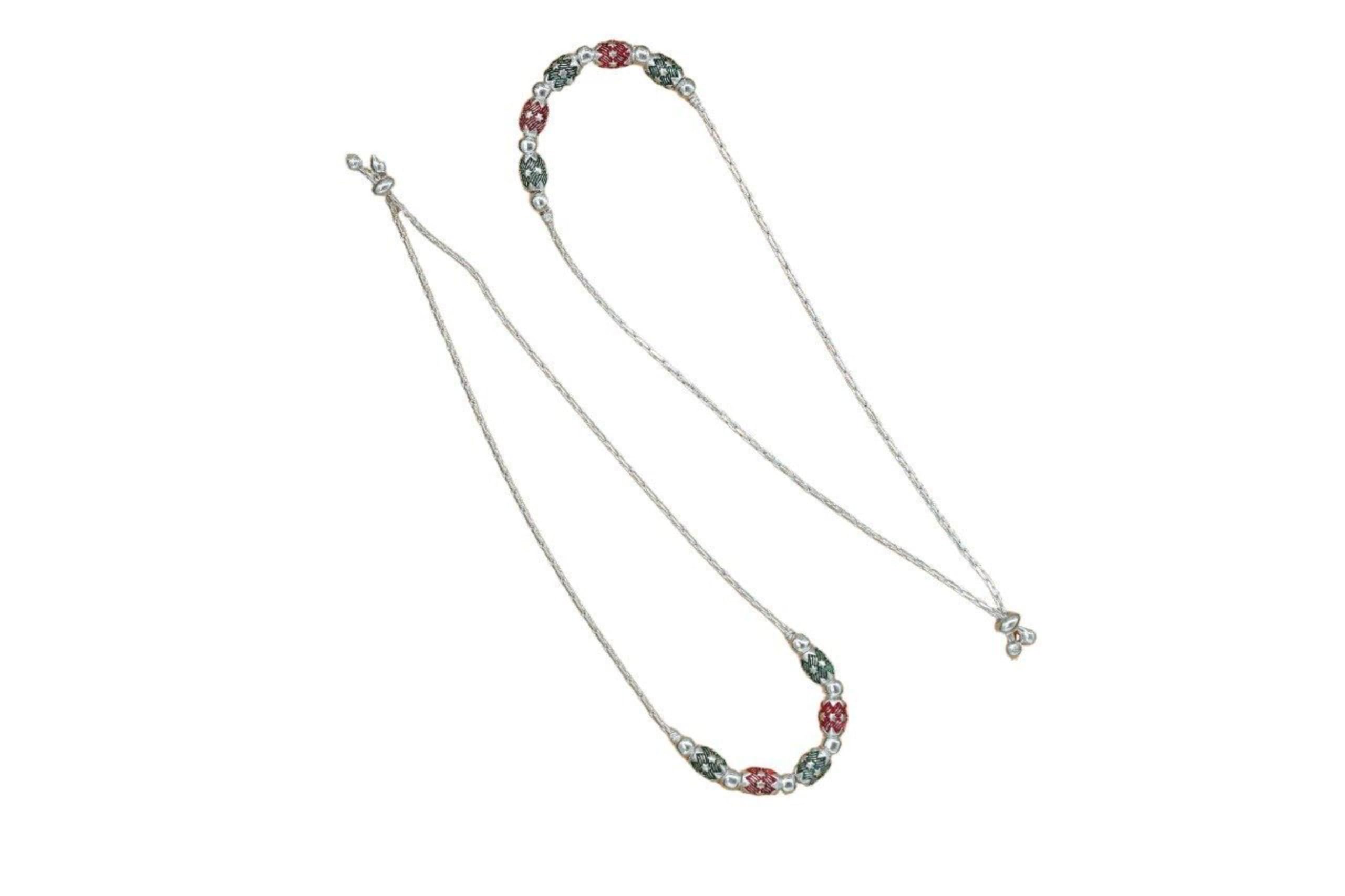 ratnrajya Womens Exquisite Green and Red Enamel Bead Anklets Fashion Jewellery Foot Accessory with Vibrant Color Detailing-picture-22