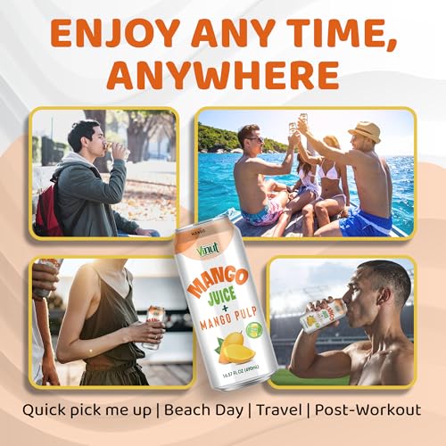 Vinut 100% Mango Juice with Pulp (16.57 fl oz, Pack of 24), No Sugar Added, All Nature Mango Juice, Not From Concentrate, Gluten Free, GMO-Free, High Calcium, Iron - Thumbnail 6