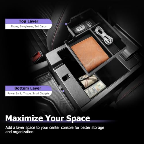 Image of LUWU for 2026 Explorer Center Console Organizer Accessories | for 2025 2026 Ford Explorer Front Armrest Storage Box Armrest Console Storage Box Insert Tray Coin Container 2-Pack