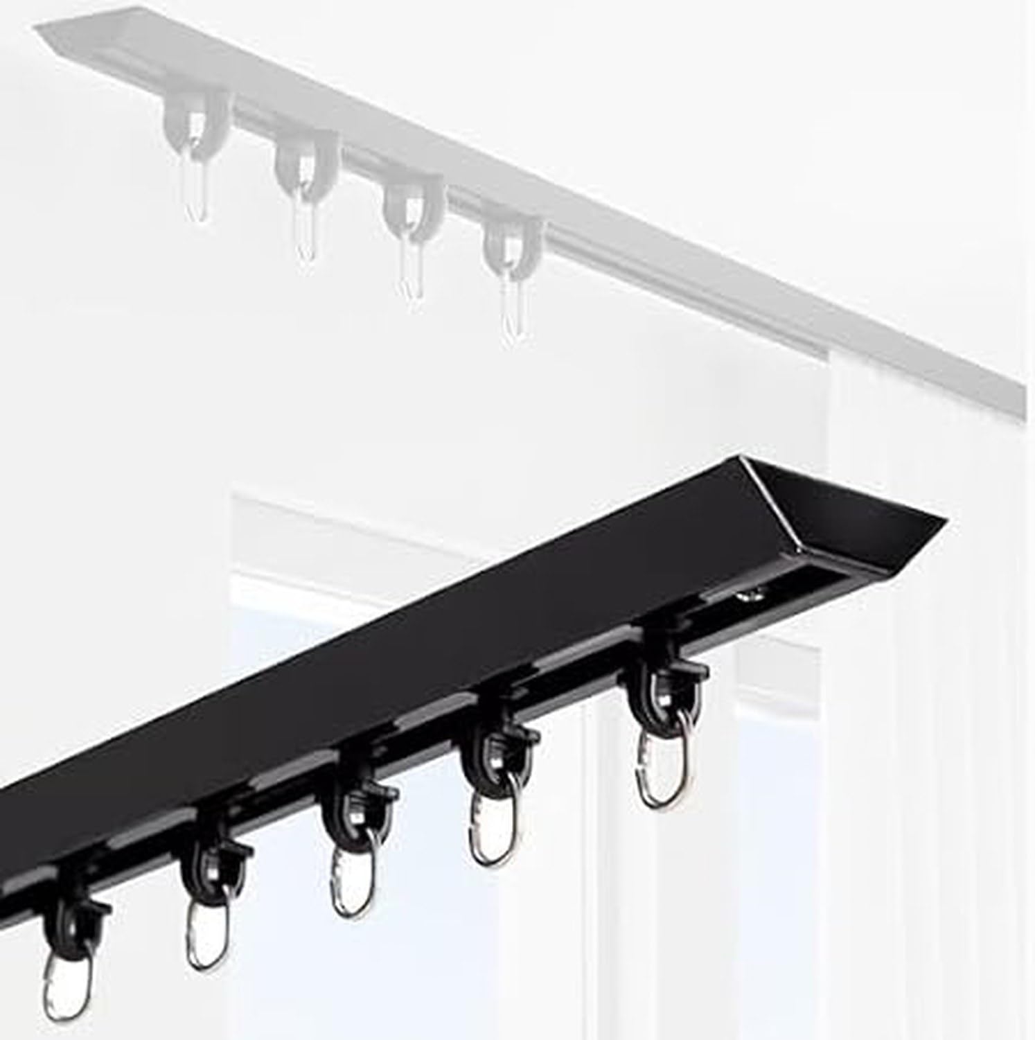 Verstellbare Duschvorhangstange Teleskop und Stabil Einfache Montage mit Klebe-Metall-Schienen Haken Inklusive Ideal für Badezimmer Schlafzimmer Wohnmobil und F, Ceiling Mount, 4ft/1.2m/48in