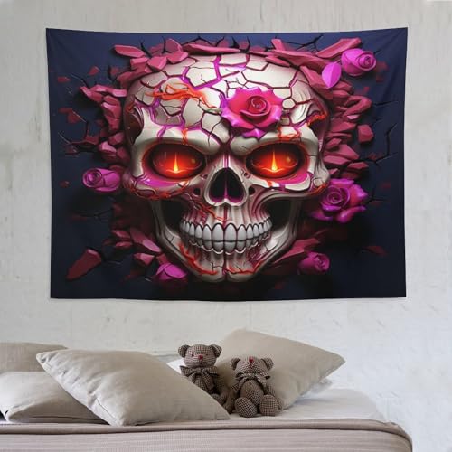Crâne tapisserie grand format 150×200cm décoration murale chambre