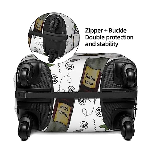 Wine Bottles And Grapes Luggage Cover Washable Elasticated Luggage Covers for Suitcase TSA Approved Stylish Scratch Resistant Luggage Case Protector3