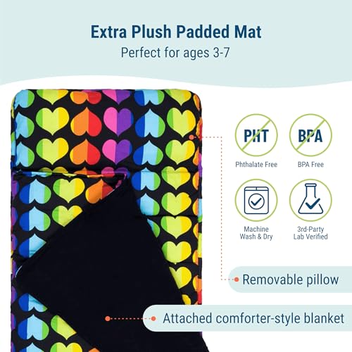 Image of Wildkin Kids Original Nap Mat - Cozy Kids Sleep Mat with Pillow, ideal for School & Travel