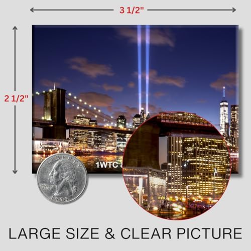Imán de recuerdo Brooklyn Bridge y Tribute en luz miniatura 3