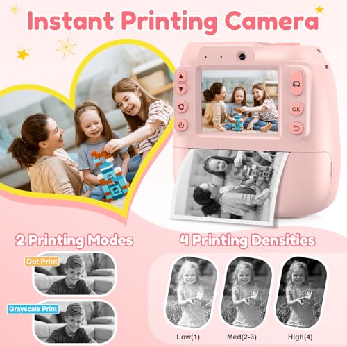 Kids Camera Instant Print, 48MP Instant Camera with 32GB Card & Photo Paper & Sticker, 1080P Videos Toddler Cameras for Childrens, Christmas Birthday Gifts for 10 Year Olds Girls Boys - Image 3
