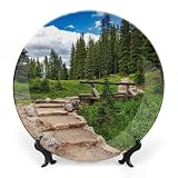 Rocky Mountain National Park Plates for Display National Parks Housewarming Gifts Club Supplies Hand-Painted Ceramic Decorative Plates with Display Stand Wedding Party Decor Personalized Gifts, 8'