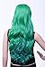 SWACC 22” Long Wave Curly Ombre Multi-color Cosplay Synthetic Wig Anime Costume hairpiece for Party with Wig Cap (Ombre Green-187)