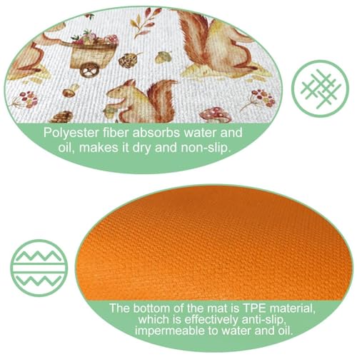 Alfombrillas de cocina antideslizantes VAPOKF lavables y absorbentes con diseño de ardillas 6