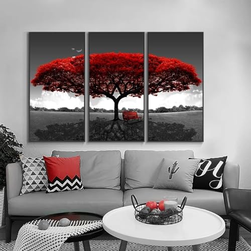 Toile paysage moderne rouge 30x60 cm pour habiller un mur de chambre