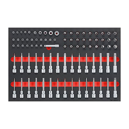 Teng Tools 85 Piece 1/4, 3/8 & 1/2 Inch Drive Bit Foam Socket Set - TTESK85, Silver