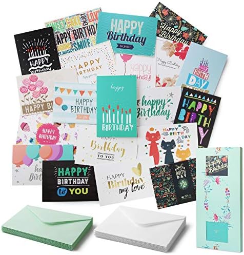 Mr. Pen- 20 Pack, Birthday Cards with Envelopes, Blank Inside, Assorted, Happy Birthday Cards Bulk Box