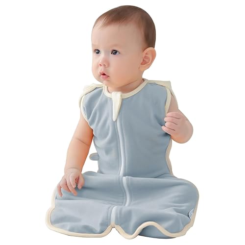 ZIGJOY Manta de transición para bebé, 1.0 TOG Saco de envolver súper suave con cremallera de 2 vías, saco de dormir de algodón autolavizante para un