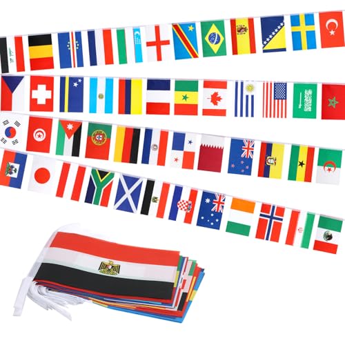 48 Countries Flag Banner Garland Bunting Decorations for 2026 World Cup Soccer Fans Watch Party Sports Events Patriotic Celebrations International Festival 50 Feet