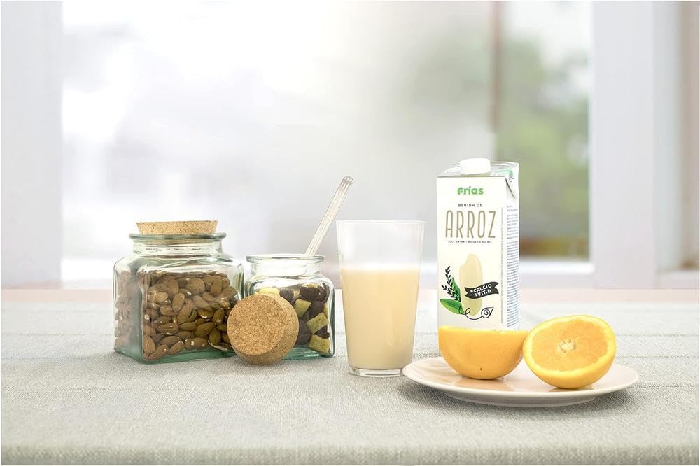 Frías - Boisson Végétale au Riz - Riche en Calcium et Vitamine D - Pack de 6 x 1 L - 100% Végane - Sans Gluten, Sans Lactose, Sans Sucres Ajoutés et Sans Graisses Saturées - Fabriquée en Espagne