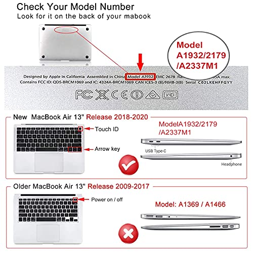 Icasso For Macbook Air 13 Inch Case 2020 2019 2018 Release A2337M1/ A1932/A2179 With Retina Display Touch Id, Durable Hard Shell Case And Keyboard Cover For Macbook Air 13 - Morandi #TOP1