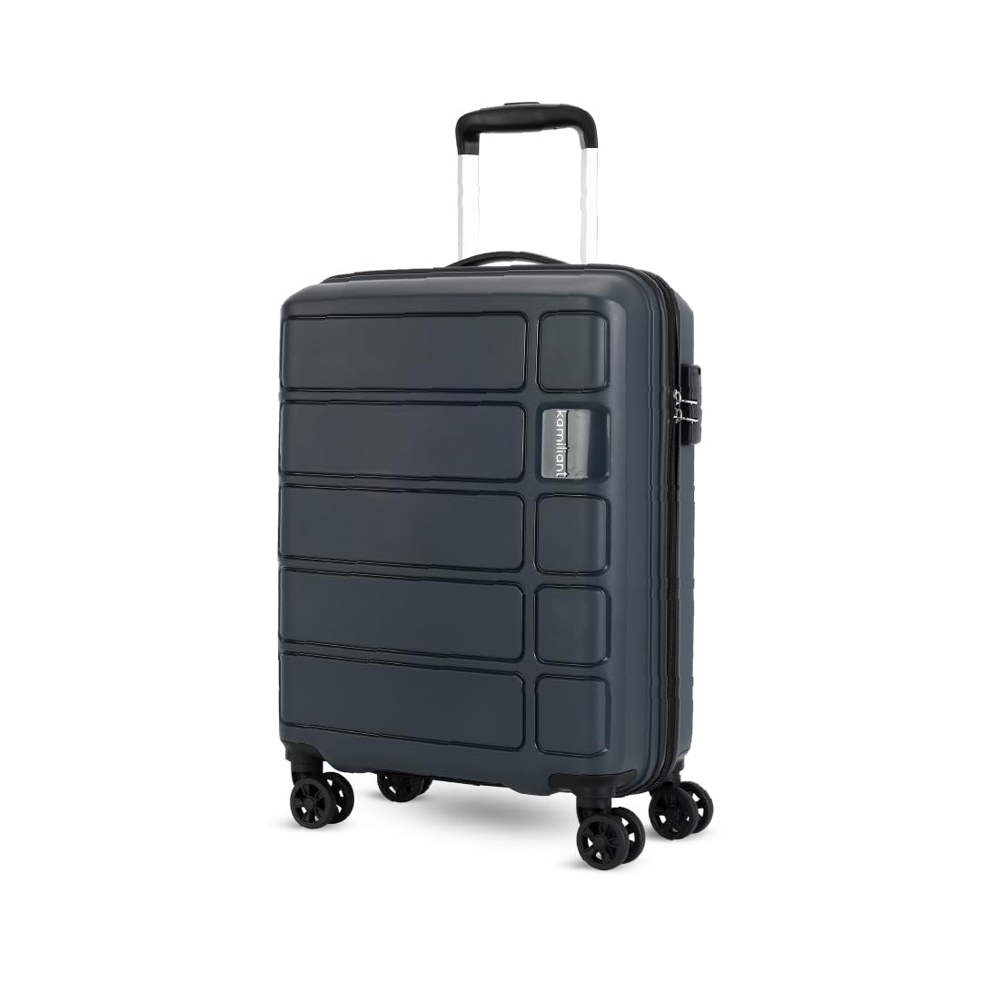 Kamiliant by American Tourister Small Harrier Edge 8W 56 Cms Cabin (PP) Hard Sided 8 Wheels Spinner Luggage/Suitcase/Trolley Bag (Iron Grey) (Double Wheel)