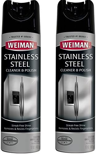 Weiman Stainless Steel Cleaner and Polish - 17 Ounce (2 Pack) Protects Appliances from Fingerprints and Leaves a Streak-less Shine for Refrigerator Dishwasher Oven Grill - 34 Ounce Total