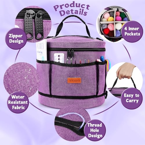 Image of Katech Crochet Kit for Beginners, Beginner Crochet Kit for Adults-Crochet Kits Includes Crochet Hooks Knitting Bag Crochet Yarn for Crocheting Instruction Knitting Kit Crochet Supplies Gift