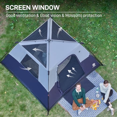 Image of EVER ADVANCED 6 Person Camping Tent, Blackout Design Tent for Camping Instant Cabin Tents for Family with Rainfly, 60s Easy Setup, Water-Resistant