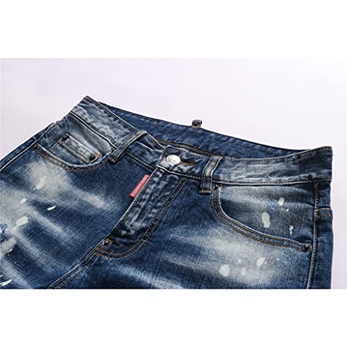 Jeans peints pour look décontracté avec patchwork tendance
