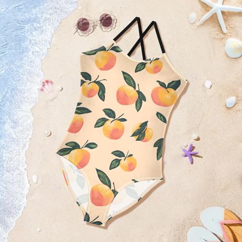 Orange Girls One Piece Swimsuits Quick Dry Beach Swimwear Bathing Suit3